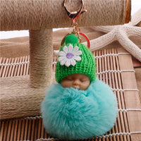 Sleeping Baby Doll Ball Key Chain Car Keyring Holder Bag Pendant Charm Keychain Plush Fur New Cute Women Key