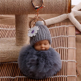 Sleeping Baby Doll Ball Key Chain Car Keyring Holder Bag Pendant Charm Keychain Plush Fur New Cute Women Key