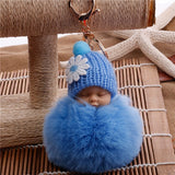 Sleeping Baby Doll Ball Key Chain Car Keyring Holder Bag Pendant Charm Keychain Plush Fur New Cute Women Key