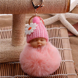 Sleeping Baby Doll Ball Key Chain Car Keyring Holder Bag Pendant Charm Keychain Plush Fur New Cute Women Key