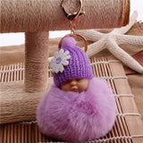 Sleeping Baby Doll Ball Key Chain Car Keyring Holder Bag Pendant Charm Keychain Plush Fur New Cute Women Key