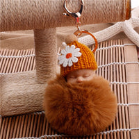 Sleeping Baby Doll Ball Key Chain Car Keyring Holder Bag Pendant Charm Keychain Plush Fur New Cute Women Key