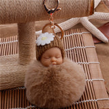 Sleeping Baby Doll Ball Key Chain Car Keyring Holder Bag Pendant Charm Keychain Plush Fur New Cute Women Key