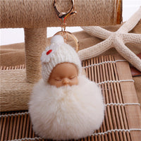 Sleeping Baby Doll Ball Key Chain Car Keyring Holder Bag Pendant Charm Keychain Plush Fur New Cute Women Key