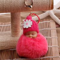 Sleeping Baby Doll Ball Key Chain Car Keyring Holder Bag Pendant Charm Keychain Plush Fur New Cute Women Key