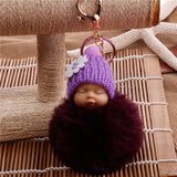 Sleeping Baby Doll Ball Key Chain Car Keyring Holder Bag Pendant Charm Keychain Plush Fur New Cute Women Key