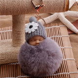 Sleeping Baby Doll Ball Key Chain Car Keyring Holder Bag Pendant Charm Keychain Plush Fur New Cute Women Key