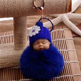 Sleeping Baby Doll Ball Key Chain Car Keyring Holder Bag Pendant Charm Keychain Plush Fur New Cute Women Key