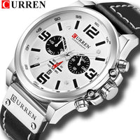 CURREN Mens Watches Top Luxury Brand Waterproof Sport Wrist Watch Chronograph Quartz Military Genuine Leather Relogio Masculino