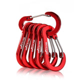 Booms Fishing CC1 6Pcs Aluminum Alloy Carabiner Keychain Outdoor Camping Climbing Snap Clip Lock Buckle Hook Fishing Tool 6 Color